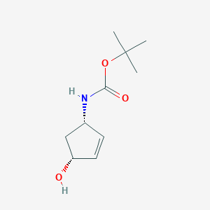 molecular formula C10H17NO3 B1311938 叔丁基((1S,4R)-4-羟基环戊-2-烯-1-基)氨基甲酸酯 CAS No. 201054-55-9