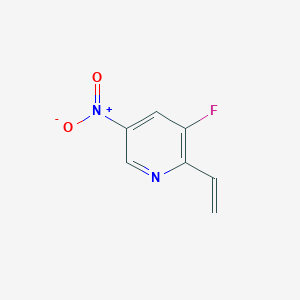 molecular formula C7H5FN2O2 B13119477 3-Fluoro-5-nitro-2-vinylpyridine 