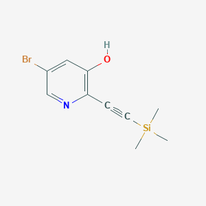 molecular formula C10H12BrNOSi B13119589 5-Bromo-2-((trimethylsilyl)ethynyl)pyridin-3-ol 