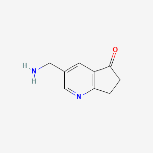 molecular formula C9H10N2O B13119684 3-(aminomethyl)-6,7-dihydro-5H-cyclopenta[b]pyridin-5-one 