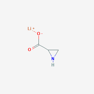 molecular formula C3H4LiNO2 B13119879 L-aziridine-2-carboxylicacidlithiumsalt 