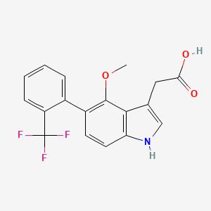 molecular formula C18H14F3NO3 B13119907 4-Methoxy-5-(2-(trifluoromethyl)phenyl)-indole-3-acetic acid 