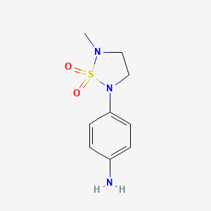 molecular formula C9H13N3O2S B13119938 2-(4-Aminophenyl)-5-methyl-1,2,5-thiadiazolidine 1,1-dioxide CAS No. 782420-52-4