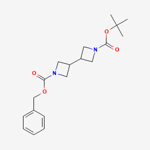 molecular formula C19H26N2O4 B13119974 1-Benzyl 1'-tert-butyl [3,3'-biazetidine]-1,1'-dicarboxylate 