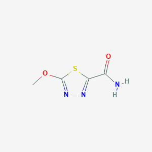 molecular formula C4H5N3O2S B13120193 5-Methoxy-1,3,4-thiadiazole-2-carboxamide 