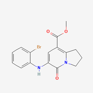 molecular formula C16H15BrN2O3 B13120218 Methyl 6-(2-bromophenylamino)-5-oxo-1,2,3,5-tetrahydroindolizine-8-carboxylate CAS No. 612065-15-3