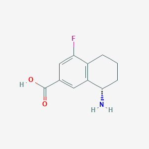 molecular formula C11H12FNO2 B13120255 (S)-8-amino-4-fluoro-5,6,7,8-tetrahydronaphthalene-2-carboxylic acid hydrochloride 