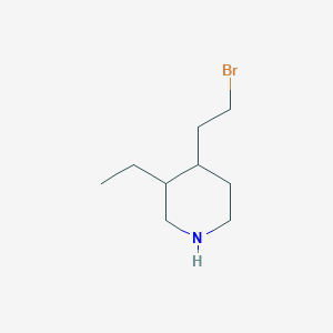 molecular formula C9H18BrN B13120346 4-(2-Bromoethyl)-3-ethylpiperidine 