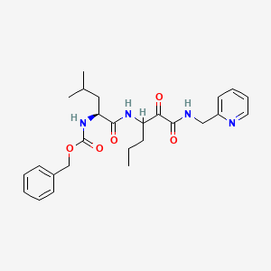 molecular formula C26H34N4O5 B13120523 benzyl N-[(2S)-1-[[1,2-dioxo-1-(pyridin-2-ylmethylamino)hexan-3-yl]amino]-4-methyl-1-oxopentan-2-yl]carbamate 