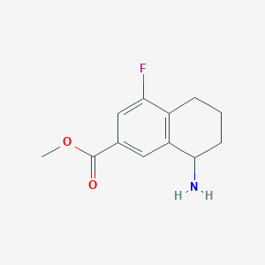 molecular formula C12H14FNO2 B13120537 Methyl 8-amino-4-fluoro-5,6,7,8-tetrahydronaphthalene-2-carboxylate 