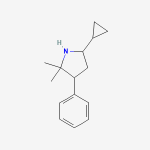 molecular formula C15H21N B13120560 5-Cyclopropyl-2,2-dimethyl-3-phenylpyrrolidine 