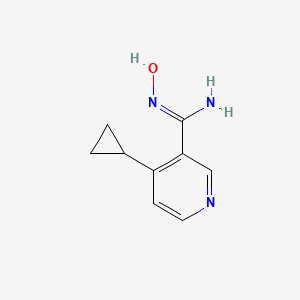 molecular formula C9H11N3O B13120623 4-Cyclopropyl-N-hydroxynicotinimidamide 