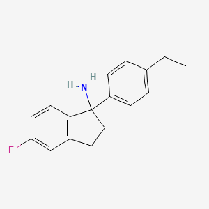 molecular formula C17H18FN B13120632 1-(4-Ethylphenyl)-5-fluoro-2,3-dihydro-1H-inden-1-amine 