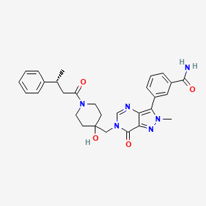 (R)-3-(6-((4-Hydroxy-1-(3-phenylbutanoyl)piperidin-4-yl)methyl)-2-methyl-7-oxo-6,7-dihydro-2H-pyrazolo[4,3-d]pyrimidin-3-yl)benzamide