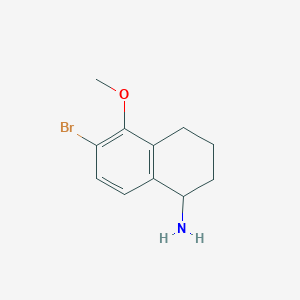 molecular formula C11H14BrNO B13120855 6-Bromo-5-methoxy-1,2,3,4-tetrahydronaphthalen-1-amine hydrochloride 