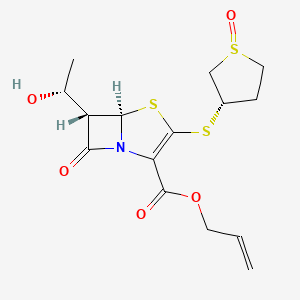 molecular formula C15H19NO5S3 B13121104 prop-2-enyl (5R,6S)-6-[(1R)-1-hydroxyethyl]-7-oxo-3-[(3S)-1-oxothiolan-3-yl]sulfanyl-4-thia-1-azabicyclo[3.2.0]hept-2-ene-2-carboxylate 