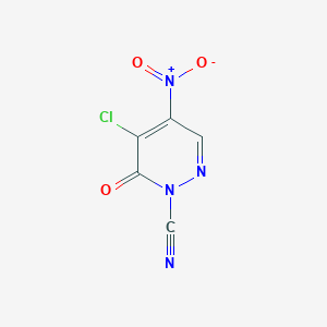 molecular formula C5HClN4O3 B13121105 5-Chloro-4-nitro-6-oxopyridazine-1(6H)-carbonitrile 