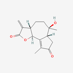 molecular formula C15H18O4 B13121118 (3aS,6R,6aR,9bS)-6-hydroxy-6,9-dimethyl-3-methylene-3a,4,5,6,6a,7-hexahydroazuleno[4,5-b]furan-2,8(3H,9bH)-dione 