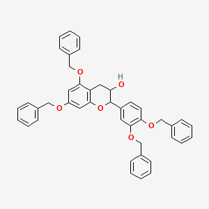 molecular formula C43H38O6 B13121123 5,7-Bis(benzyloxy)-2-(3,4-bis(benzyloxy)phenyl)chroman-3-ol 