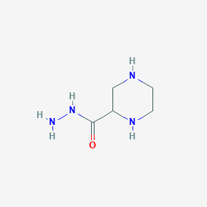 molecular formula C5H12N4O B13121175 Piperazine-2-carbohydrazide 