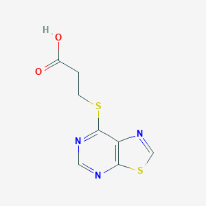 molecular formula C8H7N3O2S2 B13121188 3-(Thiazolo[5,4-d]pyrimidin-7-ylthio)propanoicacid 