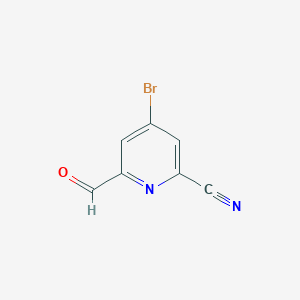 molecular formula C7H3BrN2O B13121211 4-Bromo-6-formylpyridine-2-carbonitrile 