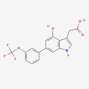 molecular formula C17H12F3NO4 B13121231 4-Hydroxy-6-(3-(trifluoromethoxy)phenyl)indole-3-acetic acid 