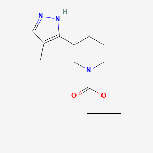 molecular formula C14H23N3O2 B13121284 Tert-butyl 3-(4-methyl-1H-pyrazol-5-YL)piperidine-1-carboxylate 