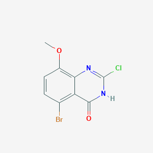 molecular formula C9H6BrClN2O2 B13121300 5-Bromo-2-chloro-8-methoxyquinazolin-4(3H)-one 