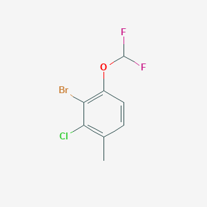 molecular formula C8H6BrClF2O B13121327 2-Bromo-3-chloro-1-(difluoromethoxy)-4-methylbenzene 