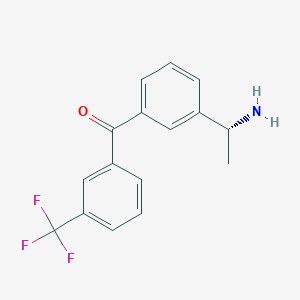 molecular formula C16H14F3NO B13121338 (R)-(3-(1-aminoethyl)phenyl)(3-(trifluoromethyl)phenyl)methanonehydrochloride 