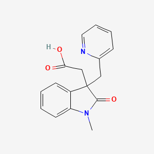 molecular formula C17H16N2O3 B13121350 2-(1-Methyl-2-oxo-3-(pyridin-2-ylmethyl)indolin-3-yl)acetic acid 