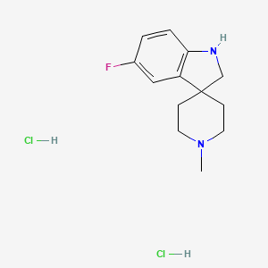 molecular formula C13H19Cl2FN2 B13121385 5-Fluoro-1'-methylspiro[indoline-3,4'-piperidine] dihydrochloride 