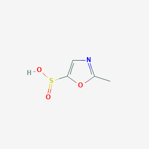 molecular formula C4H5NO3S B13121482 2-Methyloxazole-5-sulfinicacid 