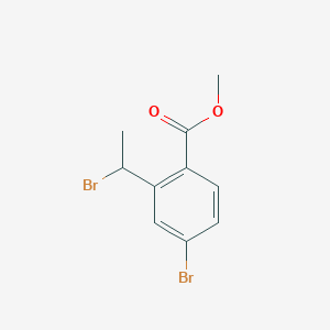 molecular formula C10H10Br2O2 B13121566 Methyl 4-bromo-2-(1-bromoethyl)benzoate 