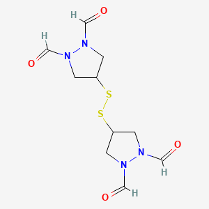 molecular formula C10H14N4O4S2 B13121598 4,4'-Disulfanediylbis(pyrazolidine-1,2-dicarbaldehyde) 