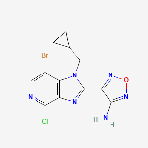 molecular formula C12H10BrClN6O B13121680 4-(7-Bromo-4-chloro-1-(cyclopropylmethyl)-1H-imidazo[4,5-c]pyridin-2-yl)-1,2,5-oxadiazol-3-amine 