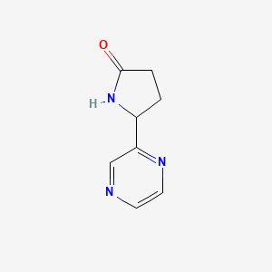 molecular formula C8H9N3O B13121698 5-(Pyrazin-2-yl)pyrrolidin-2-one 