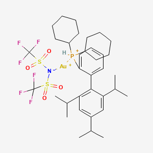 molecular formula C35H50AuF6NO4PS2+ B13121734 2-Dicyclohexylphosphino-2',4',6'-triisopropylbiphenylgold(I)bis(trifluoromethanesulfonyl)imide 