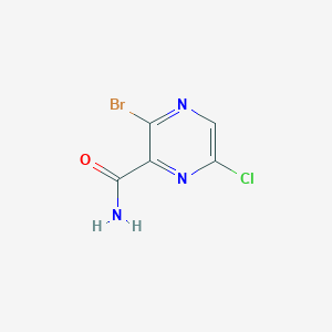 molecular formula C5H3BrClN3O B13121826 3-Bromo-6-chloropyrazine-2-carboxamide 