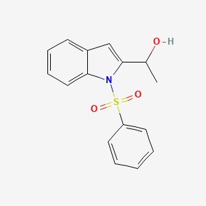 molecular formula C16H15NO3S B13121880 1-[1-(Phenylsulfonyl)indole-2-YL]ethanol CAS No. 80360-24-3