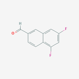 molecular formula C11H6F2O B13121901 5,7-Difluoro-2-naphthaldehyde 