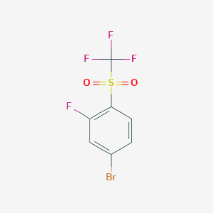 molecular formula C7H3BrF4O2S B13121937 4-Bromo-2-fluoro-1-(trifluoromethylsulfonyl)benzene 