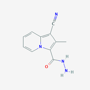 molecular formula C11H10N4O B13122058 1-Cyano-2-methylindolizine-3-carbohydrazide 