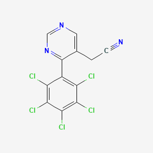 molecular formula C12H4Cl5N3 B13122101 2-(4-(Perchlorophenyl)pyrimidin-5-yl)acetonitrile 