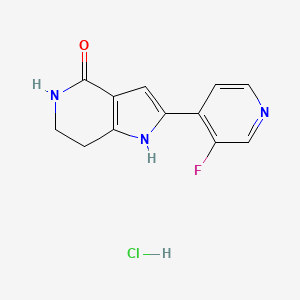 molecular formula C12H11ClFN3O B13122170 2-(3-Fluoropyridin-4-yl)-6,7-dihydro-1H-pyrrolo[3,2-c]pyridin-4(5H)-onehydrochloride 