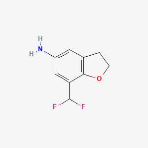 molecular formula C9H9F2NO B13122193 7-(Difluoromethyl)-2,3-dihydrobenzofuran-5-amine 