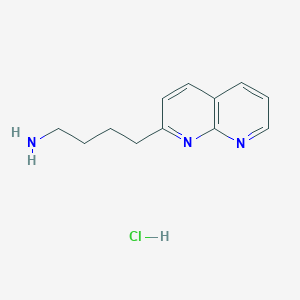 molecular formula C12H16ClN3 B13122262 4-(1,8-Naphthyridin-2-yl)butan-1-amine hydrochloride 