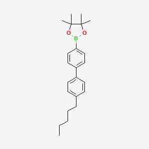 molecular formula C23H31BO2 B13122299 4,4,5,5-Tetramethyl-2-(4'-pentyl-[1,1'-biphenyl]-4-yl)-1,3,2-dioxaborolane 