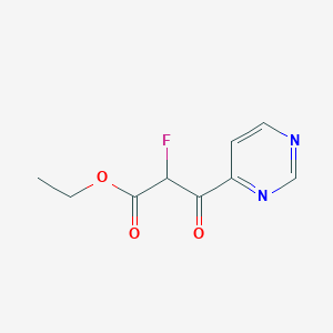 molecular formula C9H9FN2O3 B13122314 4-Pyrimidinepropanoic acid, alpha-fluoro-beta-oxo-, ethyl ester CAS No. 749216-36-2